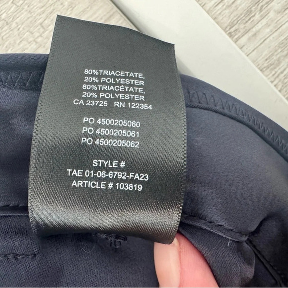 Babaton Aritzia Navy Satin Dress Pants Straight Leg Pleated Office Party Sz 8 - Picture 11 of 13